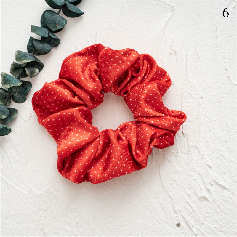 Coleteros elásticos de franela roja para el pelo para mujer, 1 Uds., coletero con dibujo de dibujos animados, accesorios para el cabello de Navidad: 6