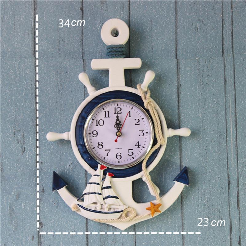 Ankerklokke strand sjø tema nautisk skip hjul ror dekor dekor vegghengende dekorasjon ror anker veggklokke