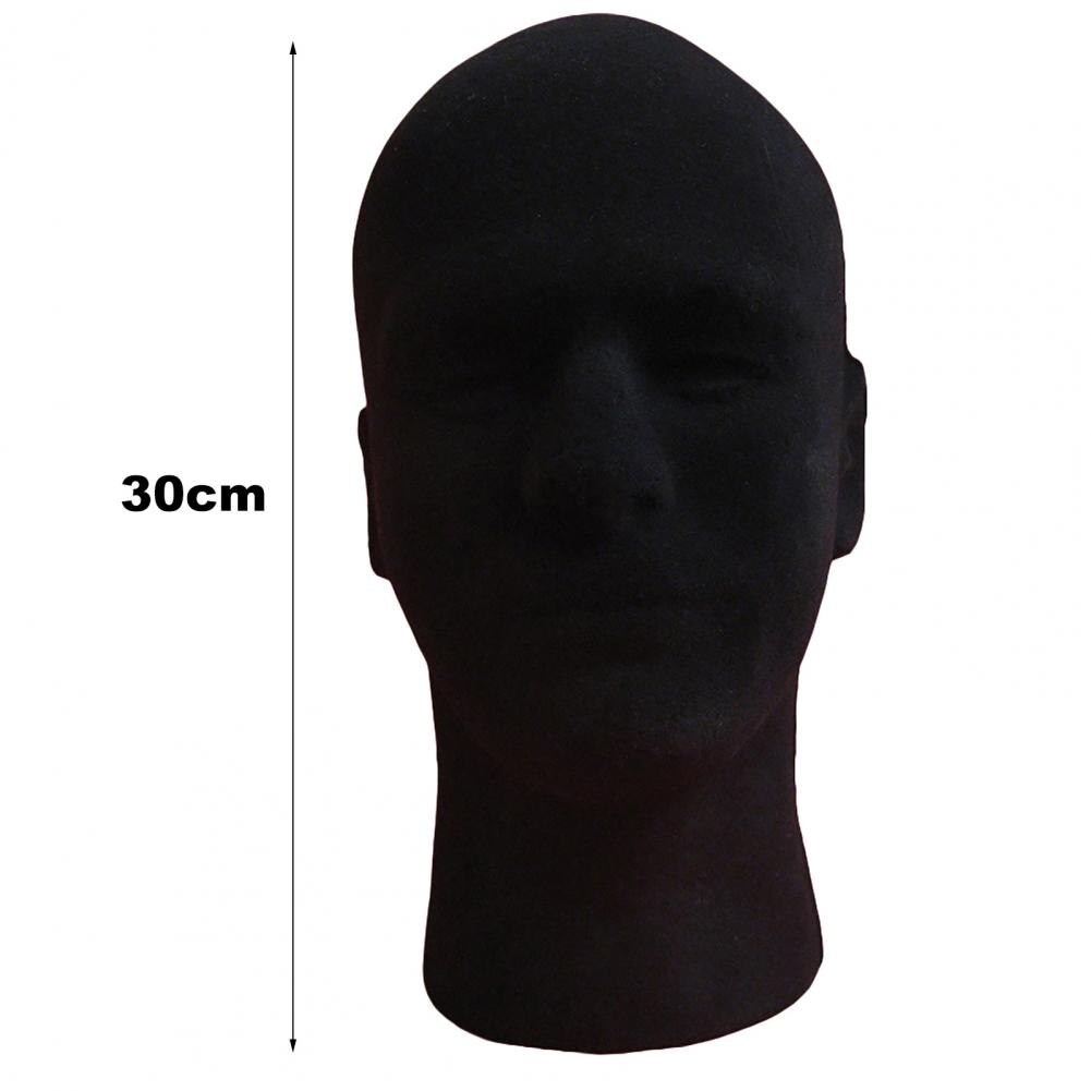 Männlichen Beflockung Schaum Kopf Modell Gläser Headset Perücke Anzeige-ständer Gestell Schaufensterpuppe Friseur Kopf Schwarz Schaum Werkzeug Mannequin