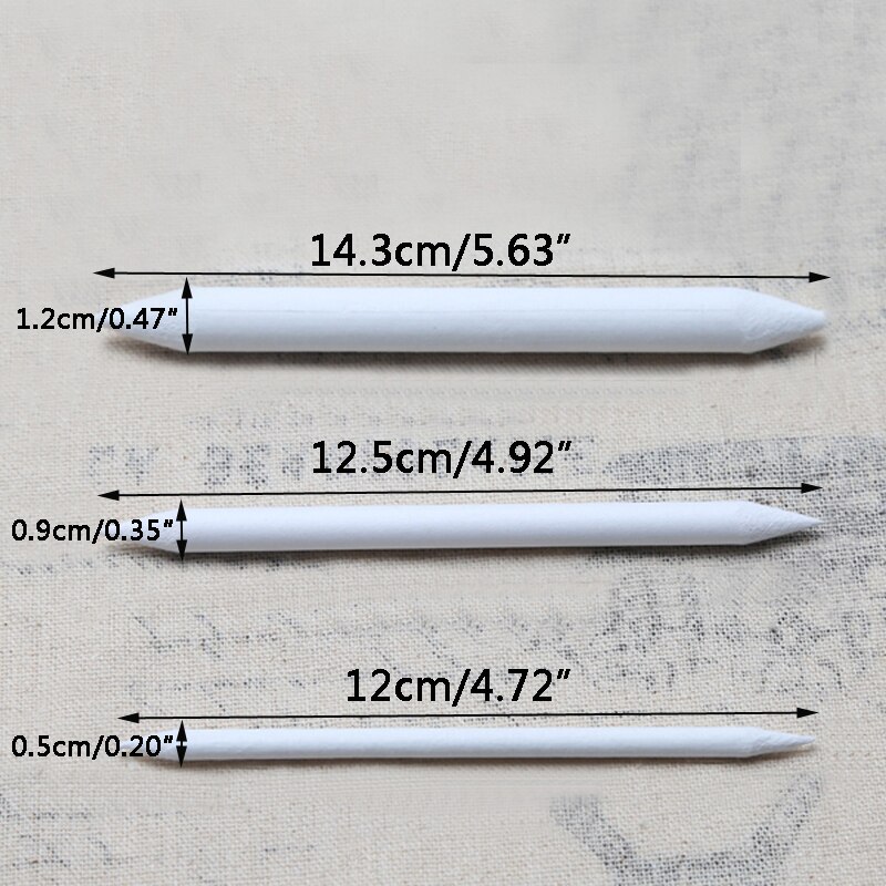 3 Pcs Stump Sketch Durable Art Drawing Tool Pastel Blending Smudge Tortillon
