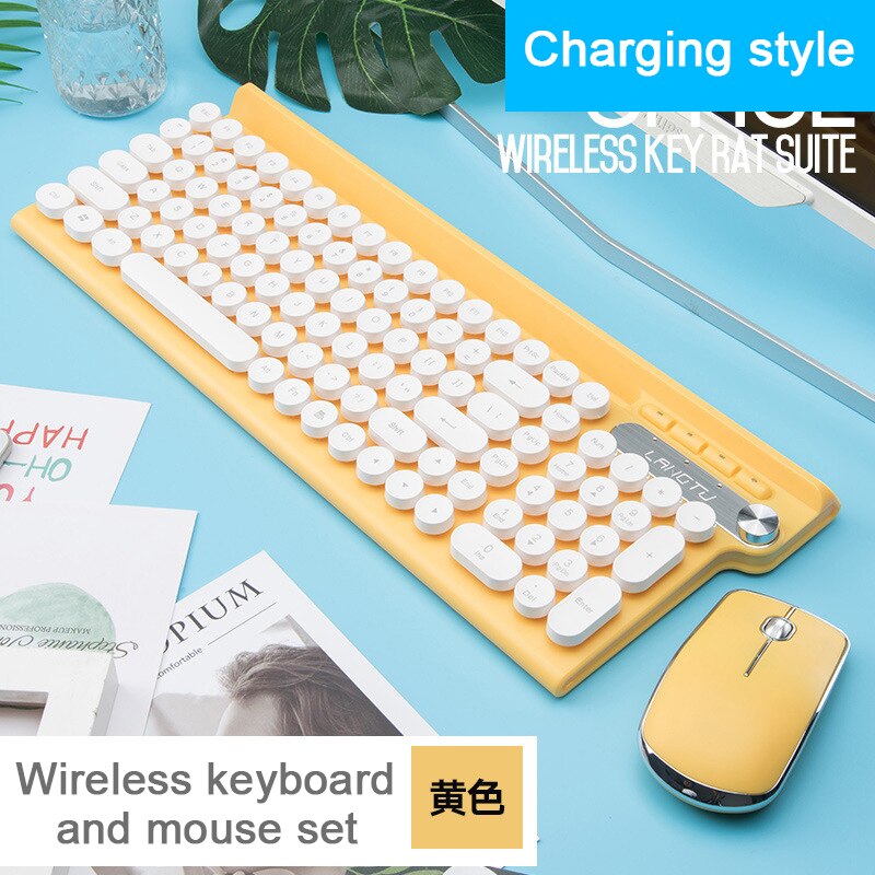 Smart Sleep Rechargeable Wireless Mouse and Keyboard Set Silent Mouse Battery Keyboard Round Keys Keyboard PC Computer Keyboards