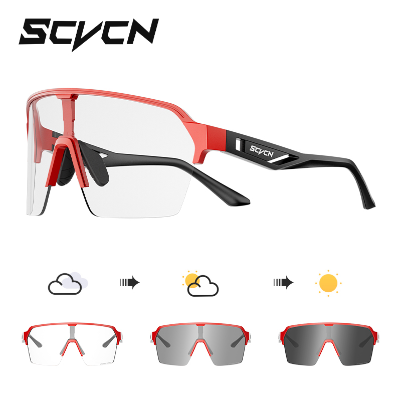 Scvcn-gafas de sol fotocromáticas para mujer, lentes de sol de lujo a la para conducir, pescar, ciclismo, Golf, bicicleta de montaña: Rojo
