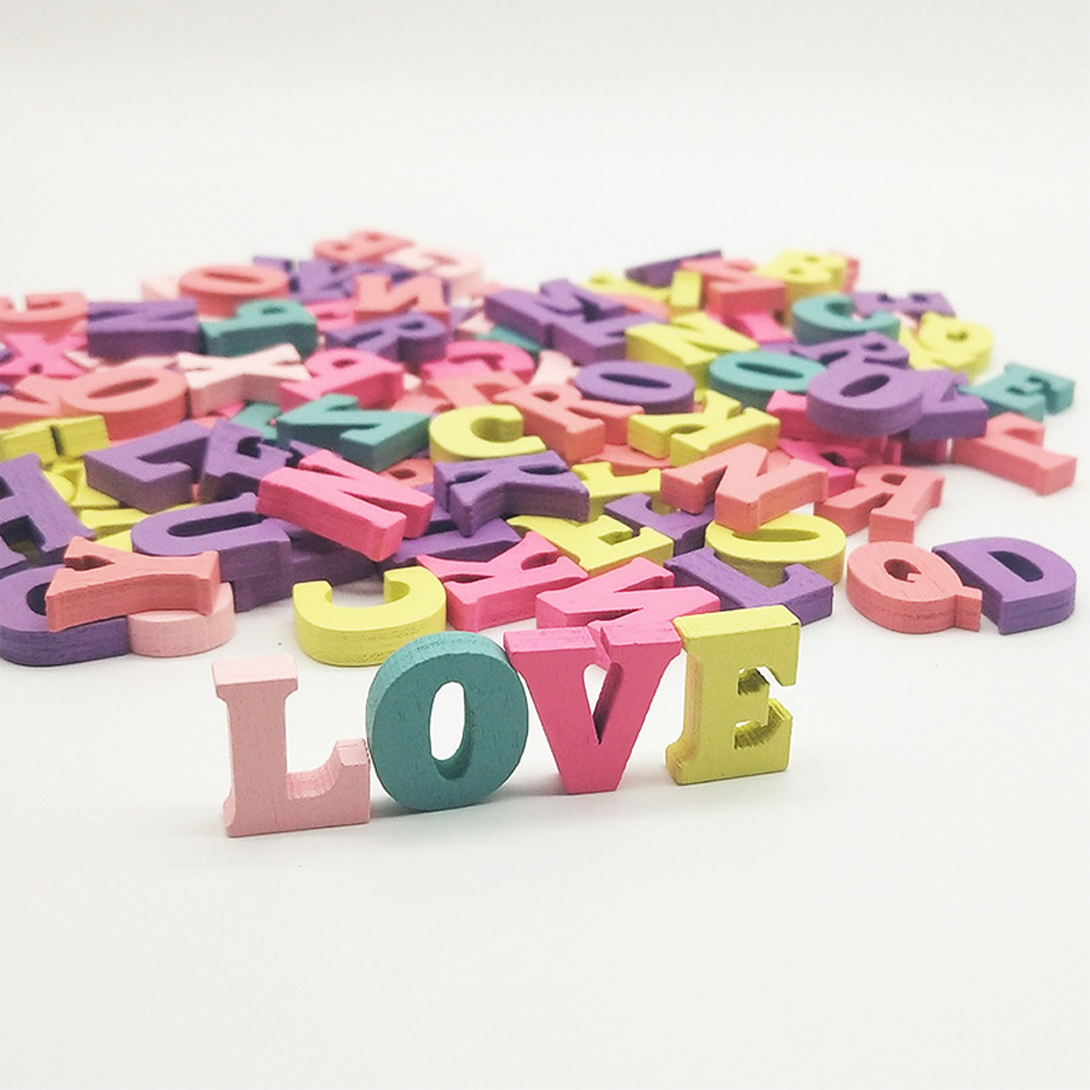 100Pcs Block 15mm Alphabet Decoration Home Multi-coloured Numbers Party Word DIY Wooden Letters Handmade Craft Mixed