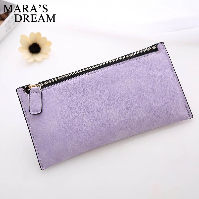 Mara's Dream Korean Version Of The Women's Coin Purse Card Bag Frosted Leather Long Wallet Explosion Models Solid Color