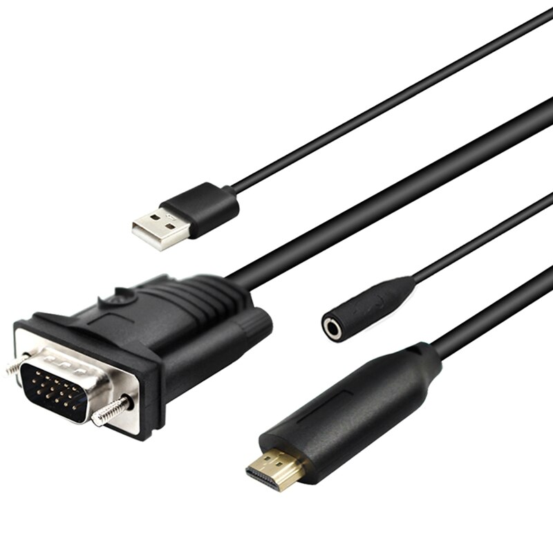 Hdmi Naar Vga Converter Met Kabel 1.8 Meter Digitaal Naar Analoog Signaal Met Usb En O