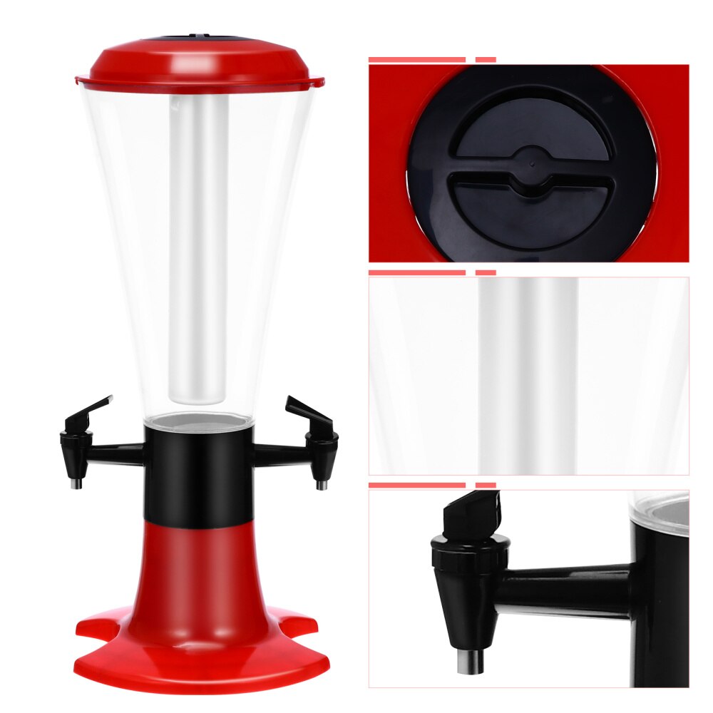 1pc Dual Beer Tower Dispenser Beverage Drink Dispenser with Lamp