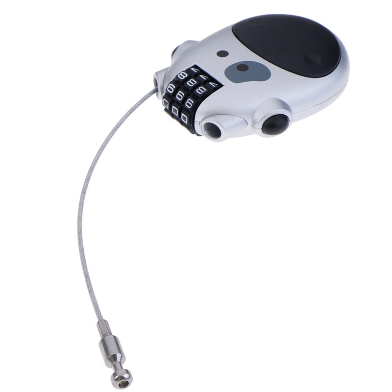 1Pc Cartoon Koe Wachtwoord Hangslot Bagage Metalen Slot Intrekbare Bike Motorhelm Lock Zwart Zilver