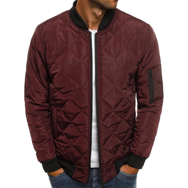 Miesten lämmin takki vankka lingge mokkanahka puuvilla klassinen takki vetoketju kevyt ulkoilu timanttitakki slim fit softshell trench takki: Viininpunainen / Xxxl