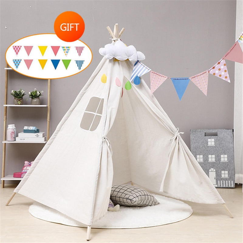 La Tenda del capretto Casa Portatile di Grandi Dimensioni Tenda Bambino Tepee Bambino Teepee Tela di Cotone Wigwam 10 Tipi di Casa Giochi Per Bambini Tenda Tappeto HA CONDOTTO Le Luci