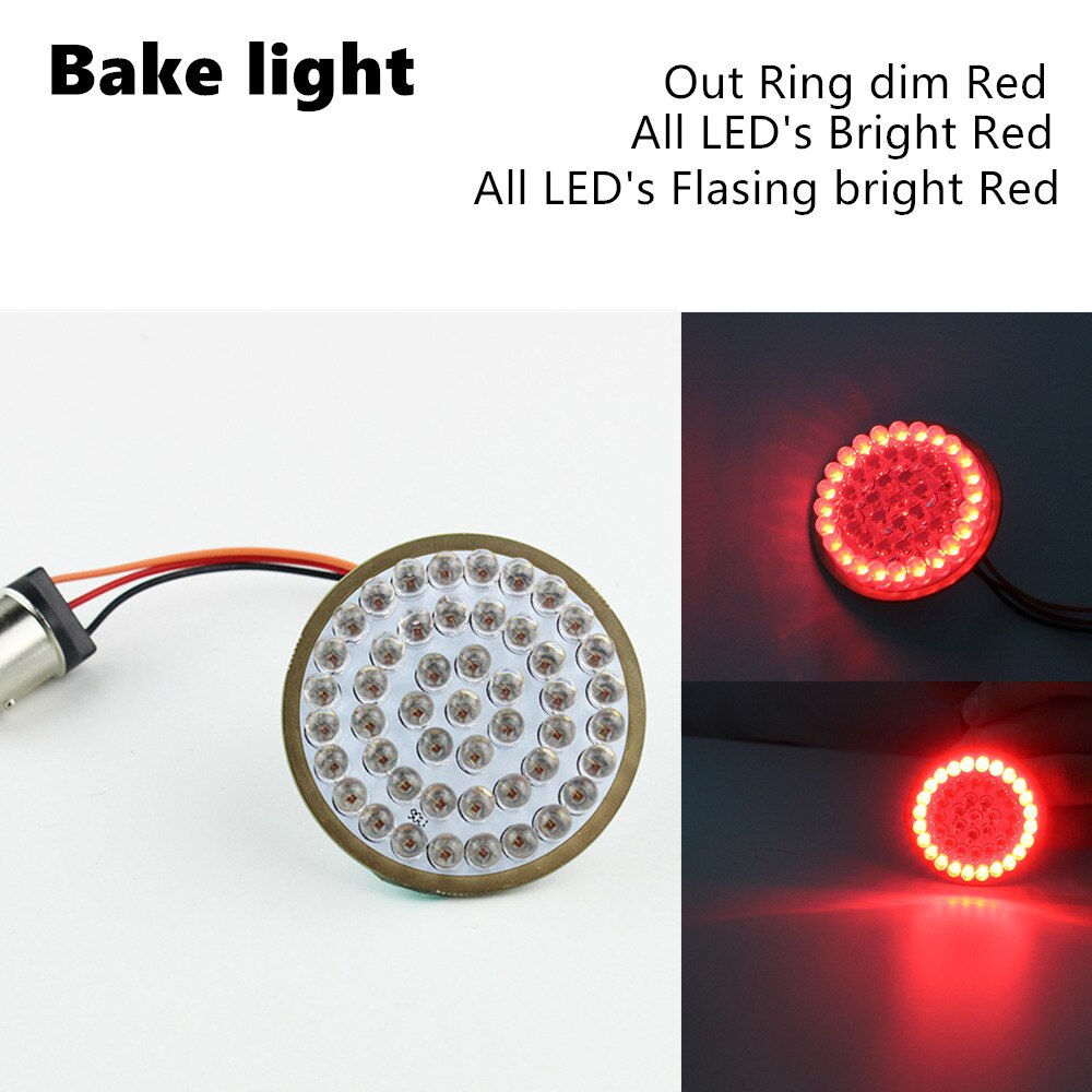 50mm 2" Motorcycle Stop Brake Light 1157 Custom 12 Volt Automotive Tail LED light: Black