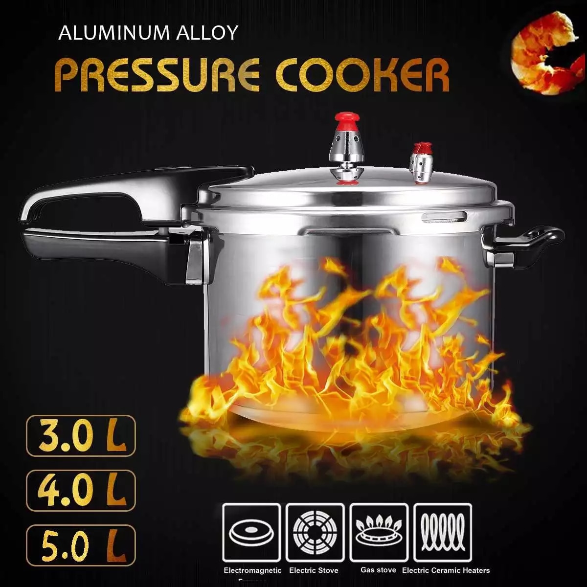 Aluminium Alloy Kitchen Pressure Cooker Gas Stove Cooking Energy-saving Safety Protection Outdoor Camping Cookware