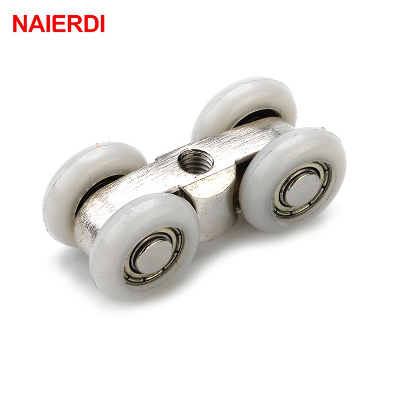 NAIERDI Licht Schuifdeur Roller Caster 4 Wielen Thuis Kamer hout Deur Wielen Rail Track Katrol Beer 30 KG Voor Meubels Hardware