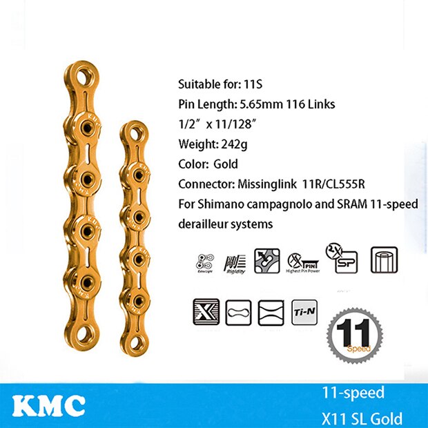 KMC Bicycle Chain X8 X9 X9sl X10 X10sl X11SL X12 Bike Chain For Shimano/SRAM 8 9 10 11 12 speed 116L MTB Road Cycing Chains part