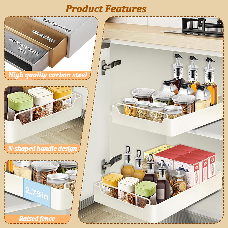 Boîte de rangement de cuisine avec Rail coulissant, armoire extractible, étagère de rangement pour épices, garde-manger, tiroir, panier organisateur de cuisine