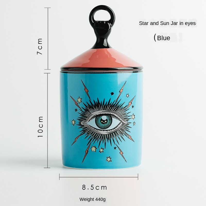 Mooie grote ogen pot handen met deksel keramische decoratieve blikken kaarsenhouder opbergblikken thuis decoratieve doos voor make-up