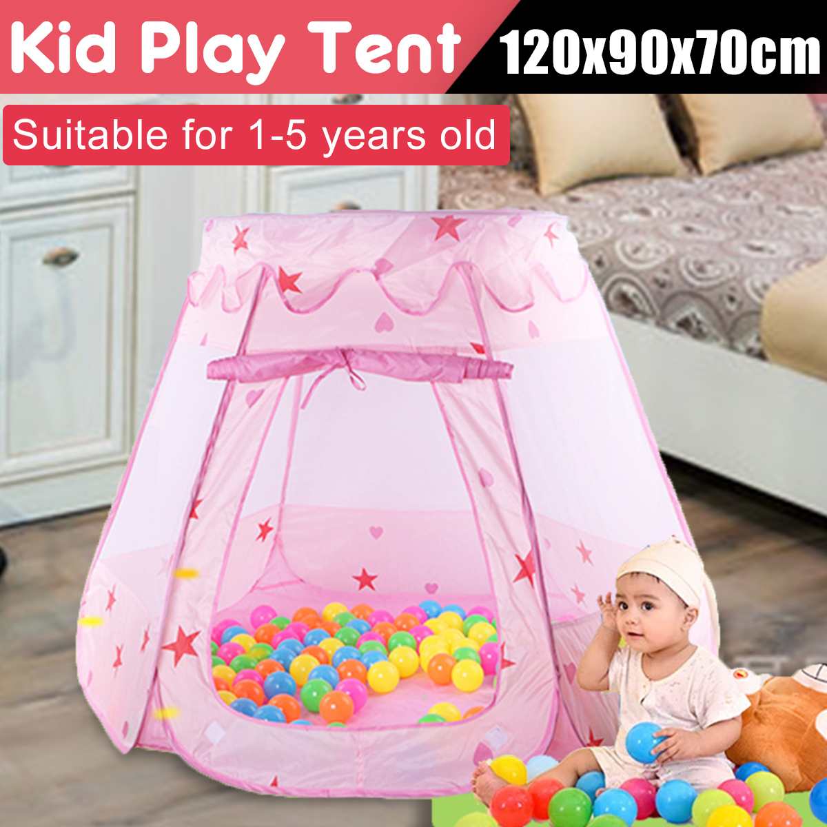 Kids Tent Pink Blue Kids Play House Children Tente Enfant Portable Baby Plays House Children Tent Kids Flowers Little House