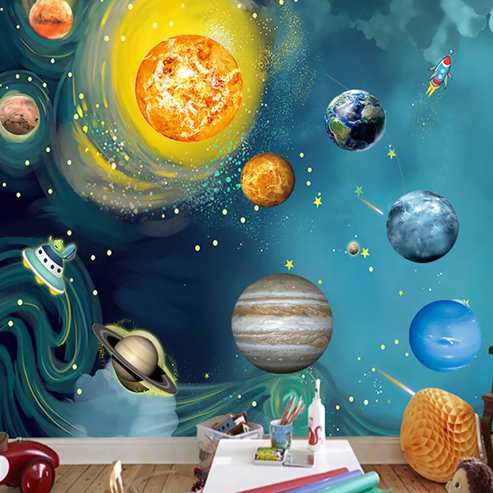 Luminous Planets PVC Wall Stickers Glow In Dark Ten Planets Bedroom Wall Decal DIY 3D Wall Sticker For Kids Room Bedroom