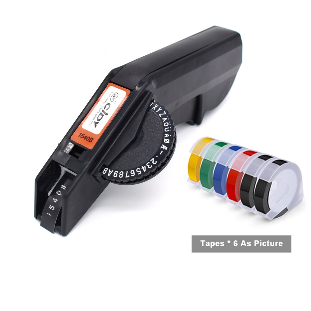 Dymo Label Maker Machine Replace MOTEX 3D Manual Typeweiter 1540B Embossing Label Printers for Embossing Tape Manual Labeller: Machine and 6 Tapes / 12mm