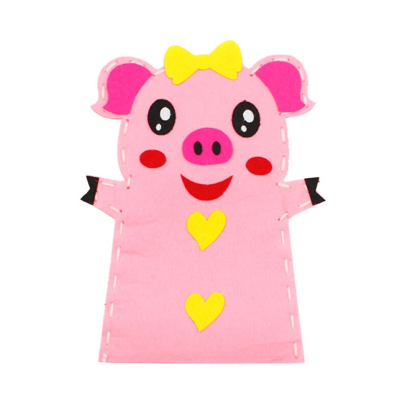 Saizhi 3D Crafts Handmade Kids Child DIY Activity Top Accessories Hand Puppet Non-Woven Cloth Animal DIY Sewing Toys: pig