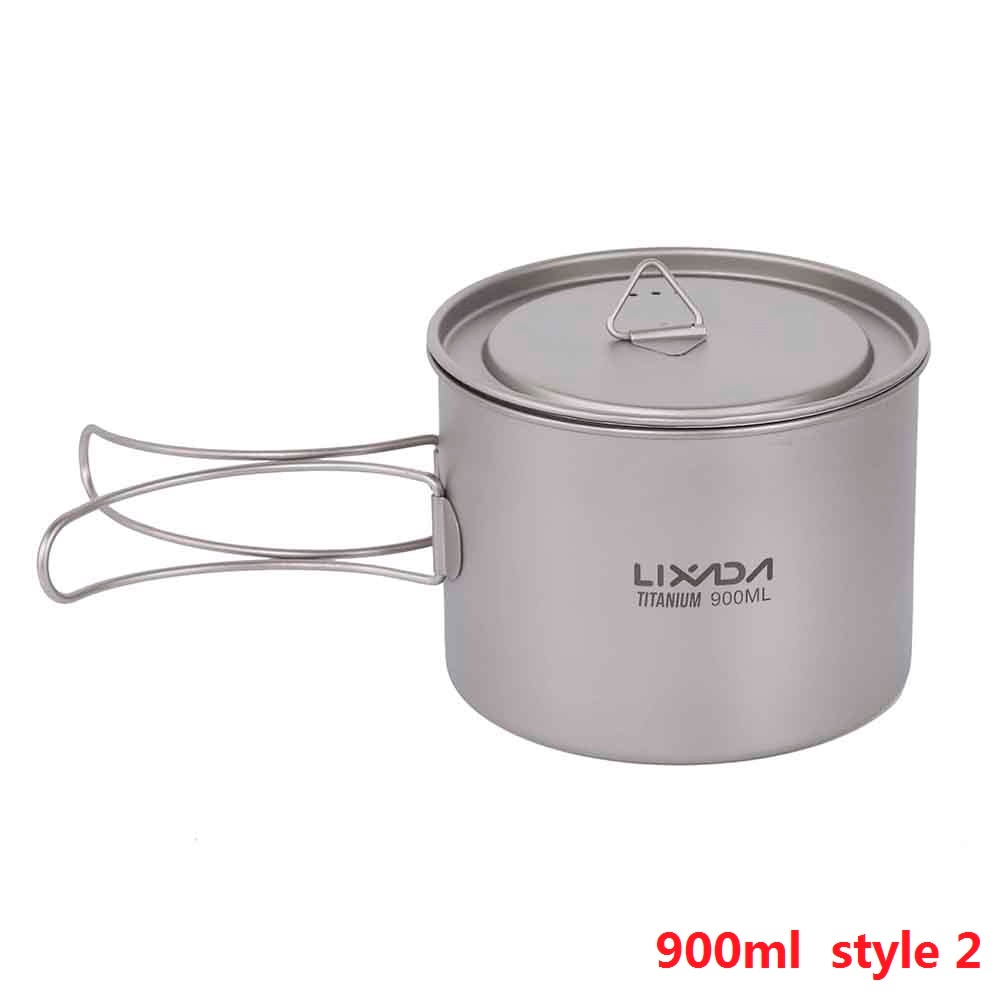 Lixada 550ml / 750ml Titanium Water Mug Camping Tableware Pot Water Cup with Detachable Handle Outdoor Tableware Picnic Cookware