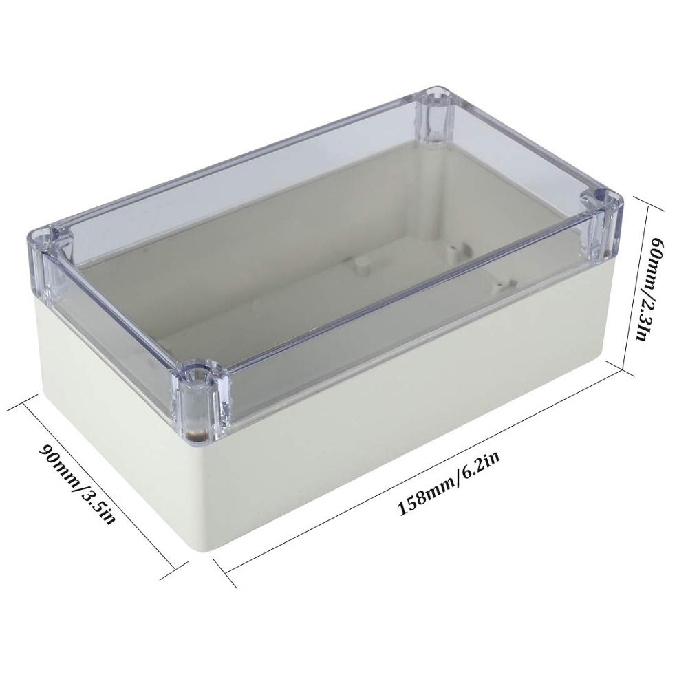 Vattentät abs plastlåda kapsling elektrisk projektlåda transparent låda svart anslutning kopplingsdosfodral hölje 158 x 90 x 60: Transparent lock