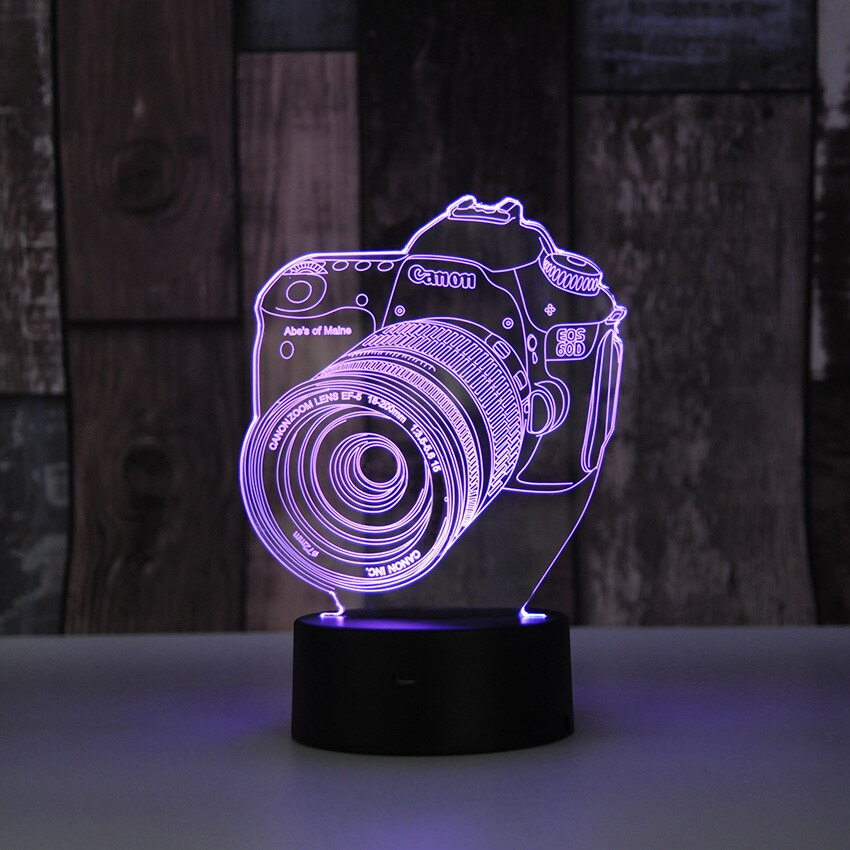 Novità 3D intrattenimento camera illusion lampada a LED lampada da tavolo USB luce notturna RGB lampada da comodino romantica lampada luminaria