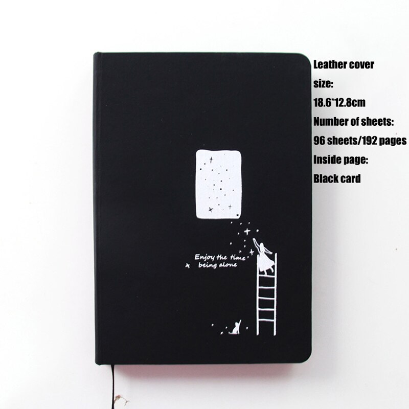 Black Star Notebook Hardcover Diary DIY Blank Black Paper Sketch Book 96sheets Notepad School Office Supply Papelaria: B