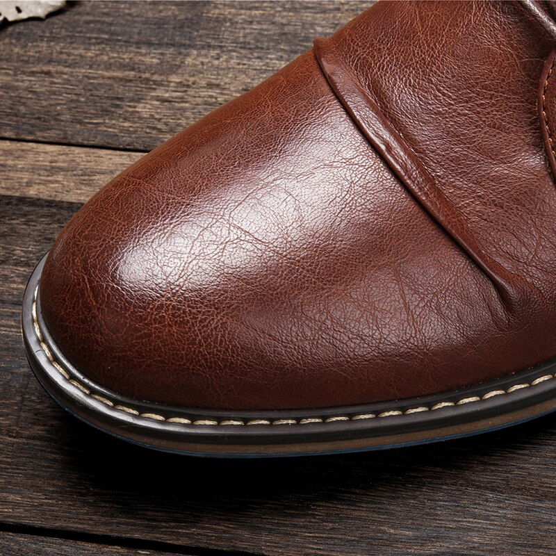 Plus size 8-12 støvletter herre merke ankelstøvletter vintage høst komfortable skinnstøvler menn vintersko