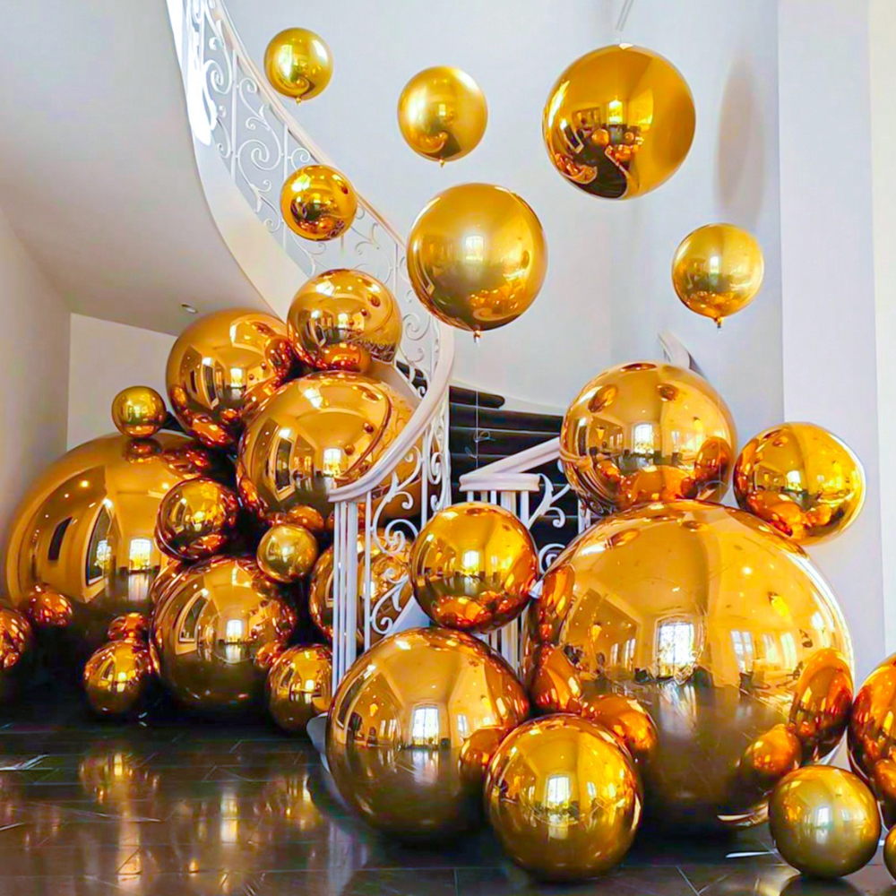 Globos de aluminio 4D, globos redondos holográficos para cumpleaños, despedida de soltero, boda y decoración de de Navidad