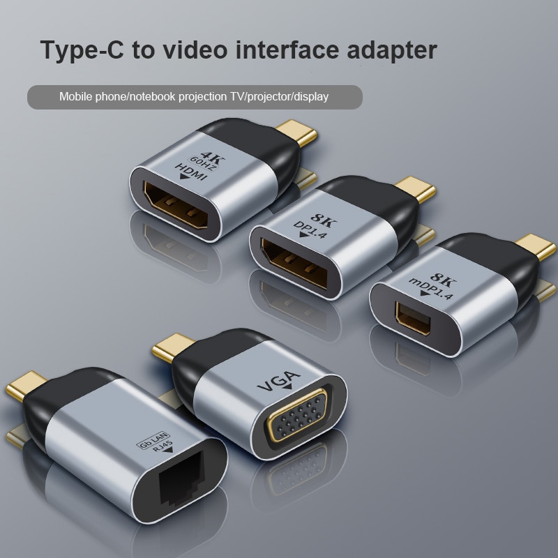 Type-C Naar Hdmi/Vga/Dp/RJ45/Mini Dp Hd Video Converter 4K 60Hz Voor Macbook Huawei Mate 30 Hdmi USB-C Type C Adapter