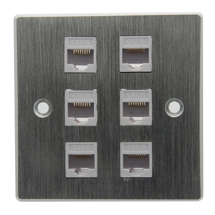 Aluminium muur plaat met 6 X CAT6 RJ45 en onderste... – Grandado