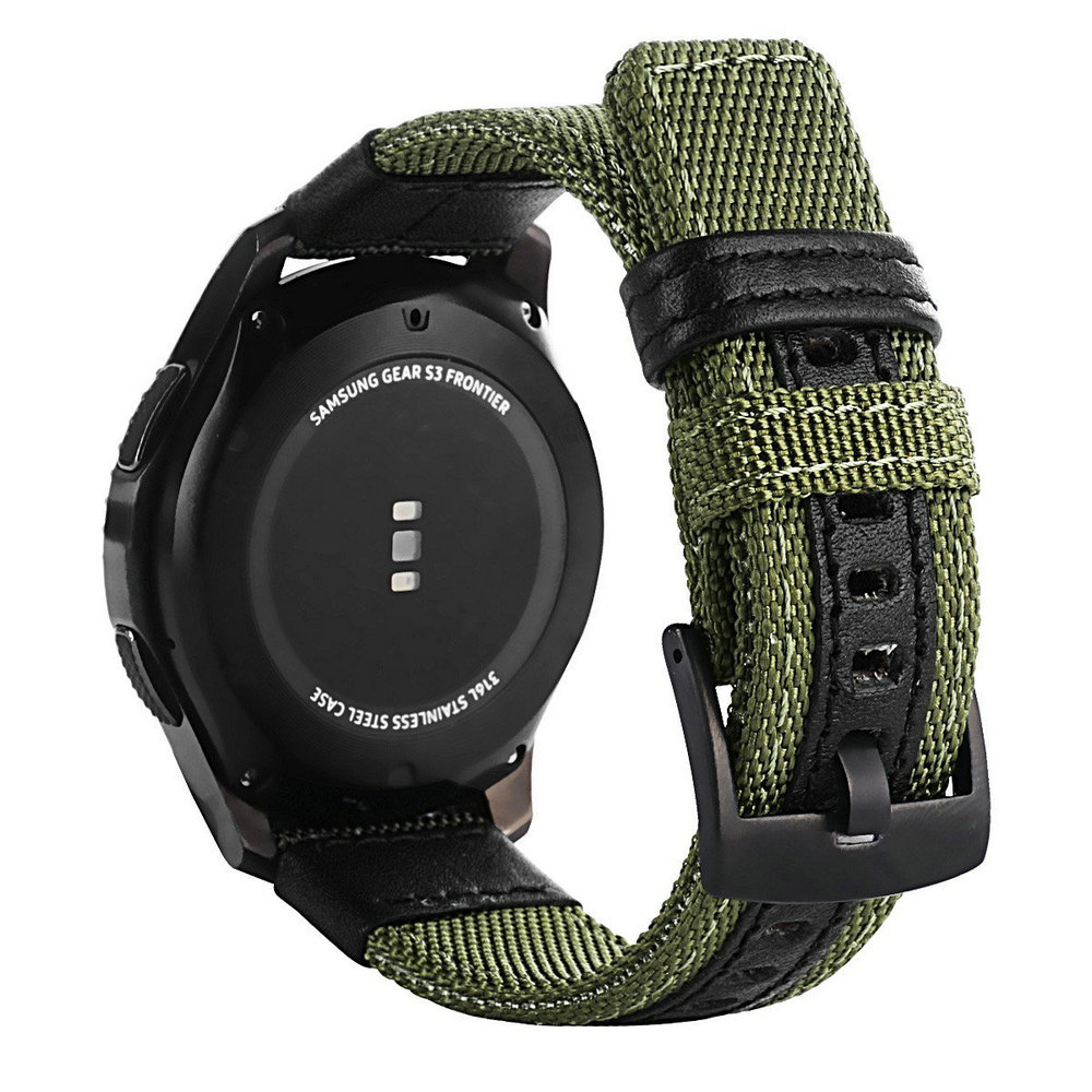 Correa de cuero y nailon para Huawei Watch GT 2 Pro, pulsera inteligente para Samsung Galaxy Watch 3, accesorios de reloj de 45mm: Verde / 22 mm