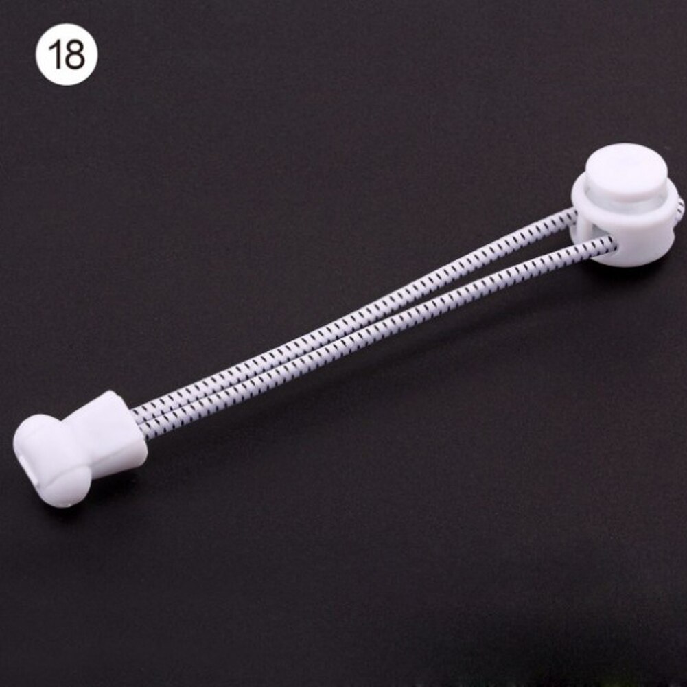 1pc 19 farger sneaker skolisser elastisk uten knyte sko lisser strekk låse sent lisser rask gummi rund skolisser: Hvit svart