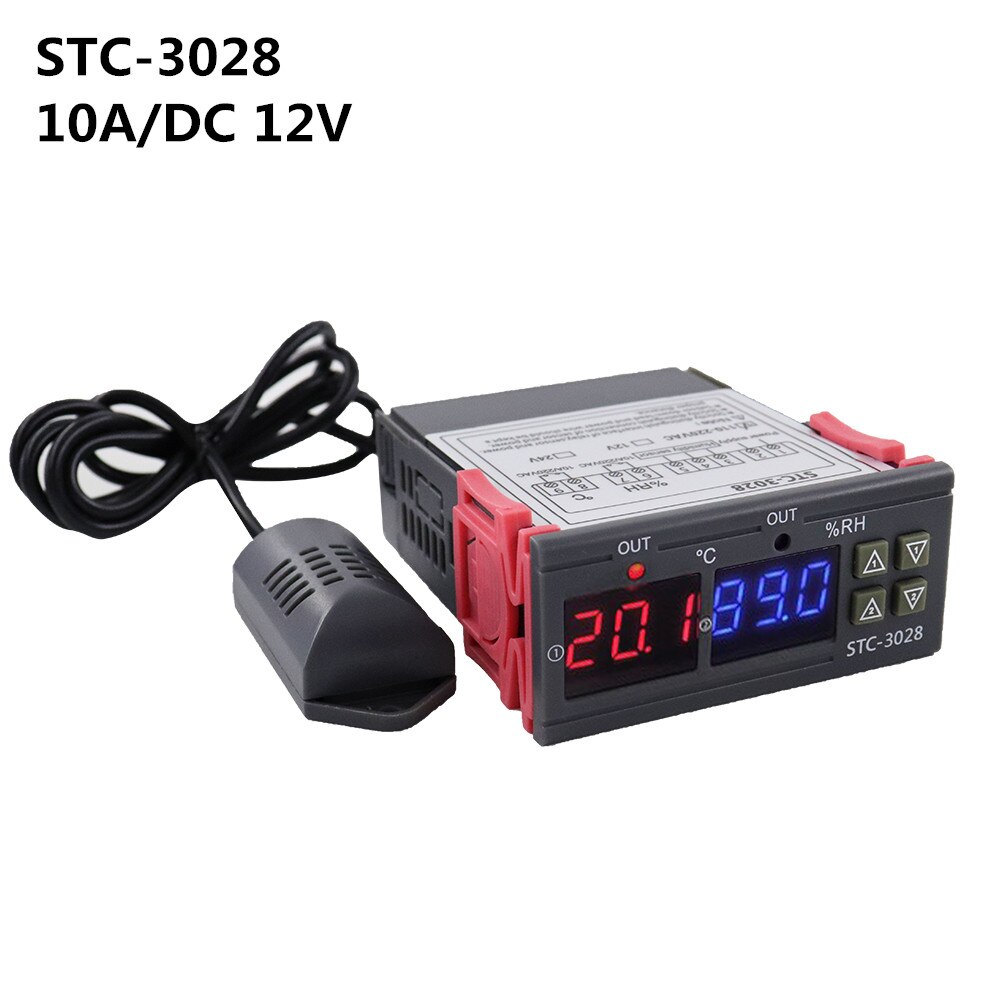 Stc -3008 digital termostat stc -3028 temperatur fugtighedsregulator termostat humidistat termometer hygrometer kontrolafbryder: Stk -3028 12v