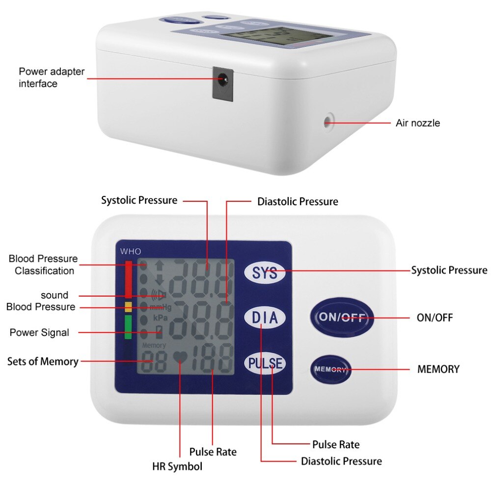 Arm Bloeddrukmeter Pulse Monitor gezondheidszorg Monitoren Digitale Bovenste Draagbare Bloeddrukmeter Meter Bloeddrukmeter