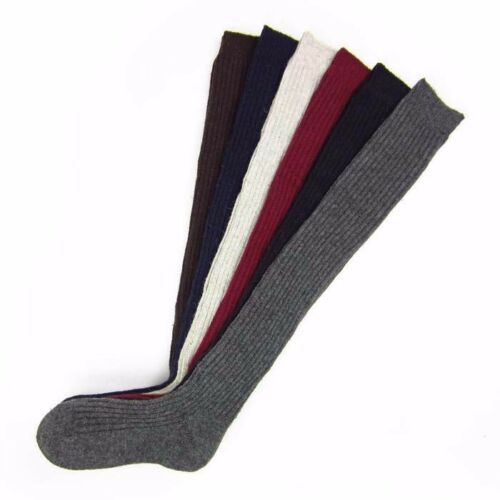 Medias largas y gruesas de algodón para mujer, mallas de lana suave tejidas por encima de la rodilla, largas, hasta el muslo, color negro, invierno, novedad