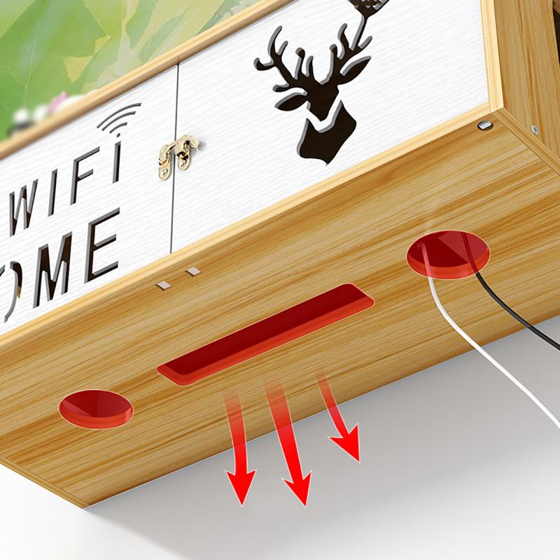Punch-Gratis Wifi Draadloze Router Opbergdoos Muur Gemonteerde Socket Set-Top Box Rack Houten Tv Kast muur Opslag Plank Doos