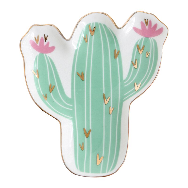 Liten hamsa sun hand flamingo kaktus ananas krona keramisk tallrik tallrik dekorativa smycken prydnad maträtt halsband förvaringsbricka: Kaktus