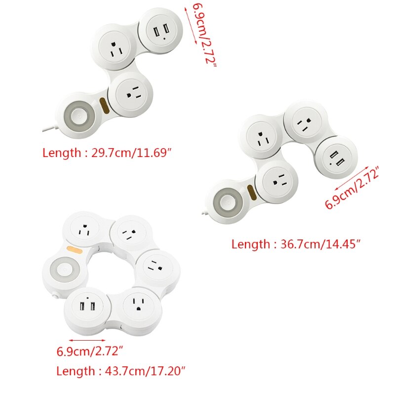 1 pcs US 3/4/5 digits flexible and flexible American standard rotating power strip SB charging strip power strip M7DA