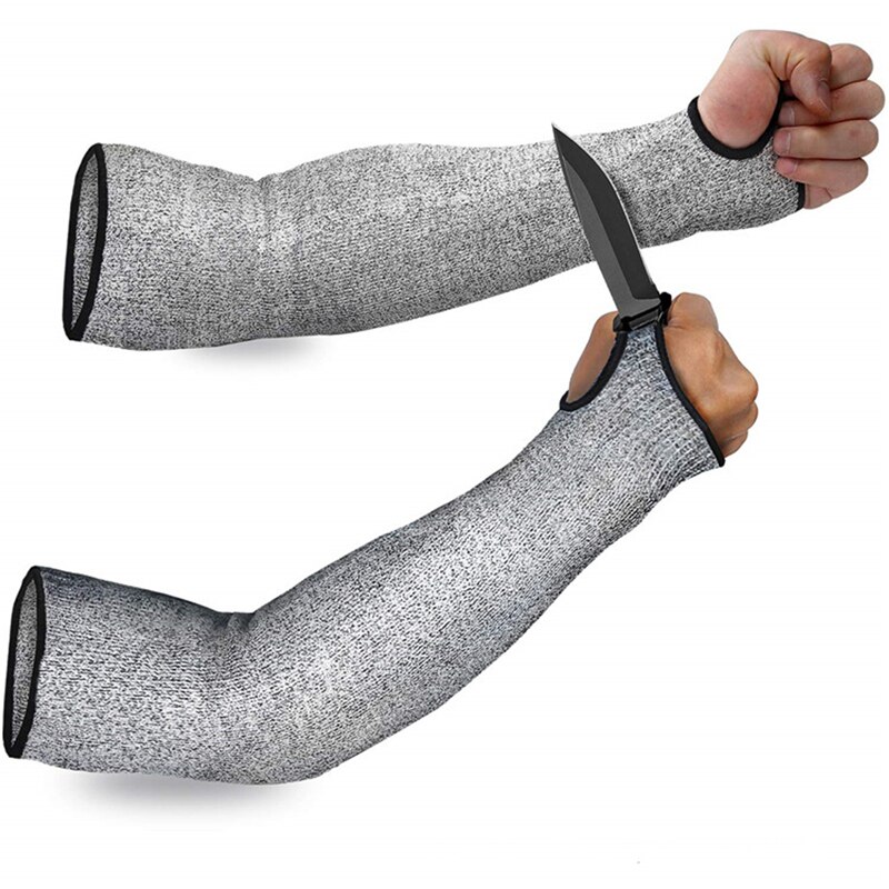 1Pc de nivel 5 corte HPPE resistente Anti-perforación de trabajo protección para brazos de la cubierta de la manga de la: Thumb opening 45cm