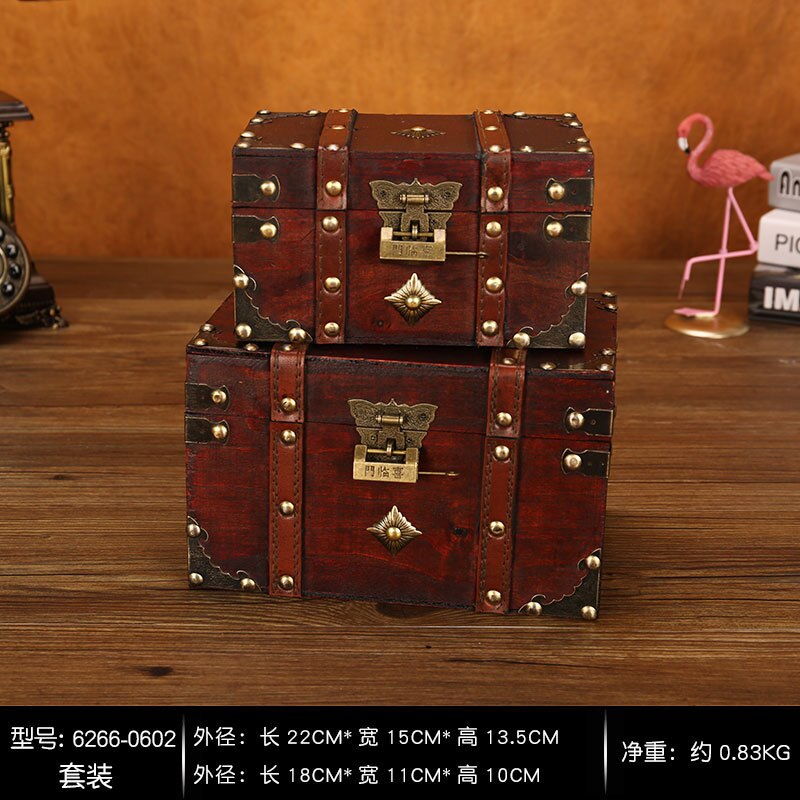 European Retro Wooden Storage Box Square Jewelry Planner Box Props Storage Crafts Desk Accessories Organizer Storage Stationery: Set One