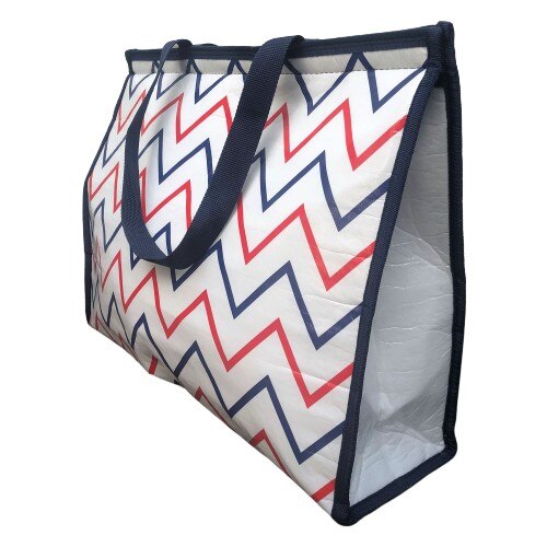 Soğutucu Tas 45X33 Cm Zomer Seizoen Strand Picknick Elegante Dagelijks Gebruik Rood Blauw Streep