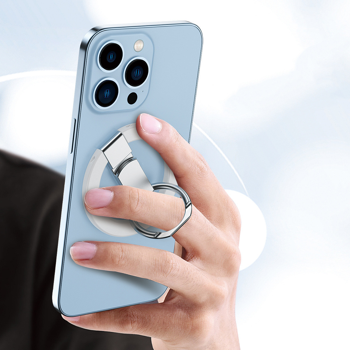 Magsafe metalowy 3-sekcyjny prosty środkowy wspornik z okrągłym magnetycznym pierścieniem ssącym 360 ° obrotowe ładowanie uniwersalne składane