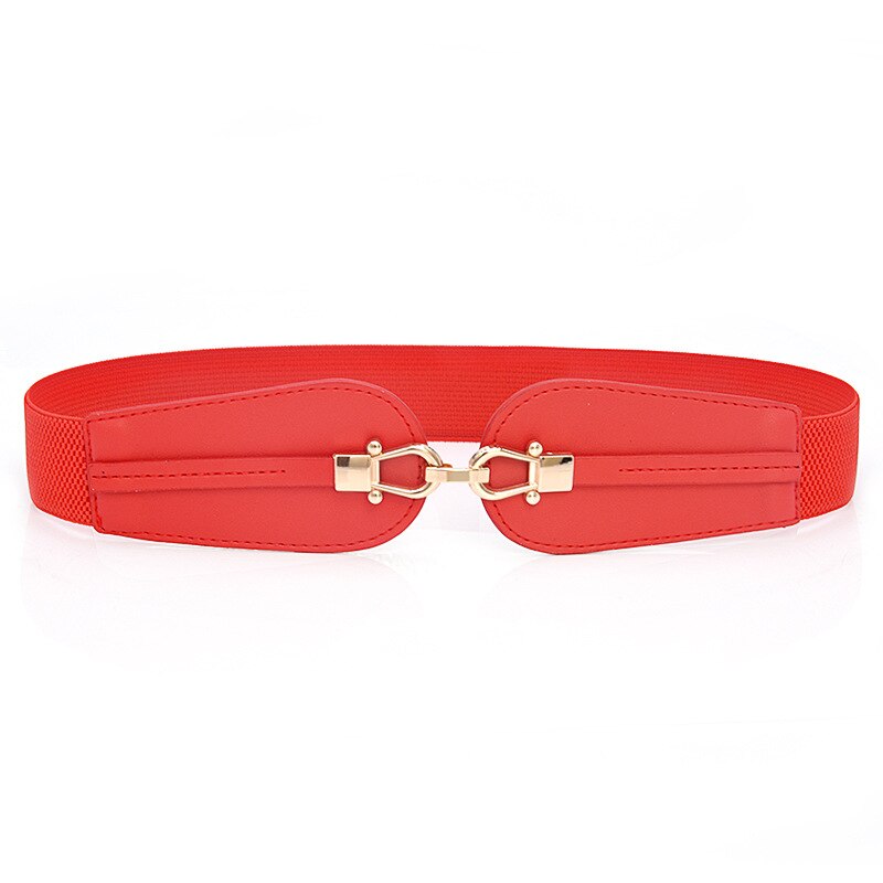 Pu Lederen Elastische Brede Riem Voor Vrouwen Stretch Dikke Riem Voor Jurk Mode Stretch Vrouwen Riemen Plus Size: Rood