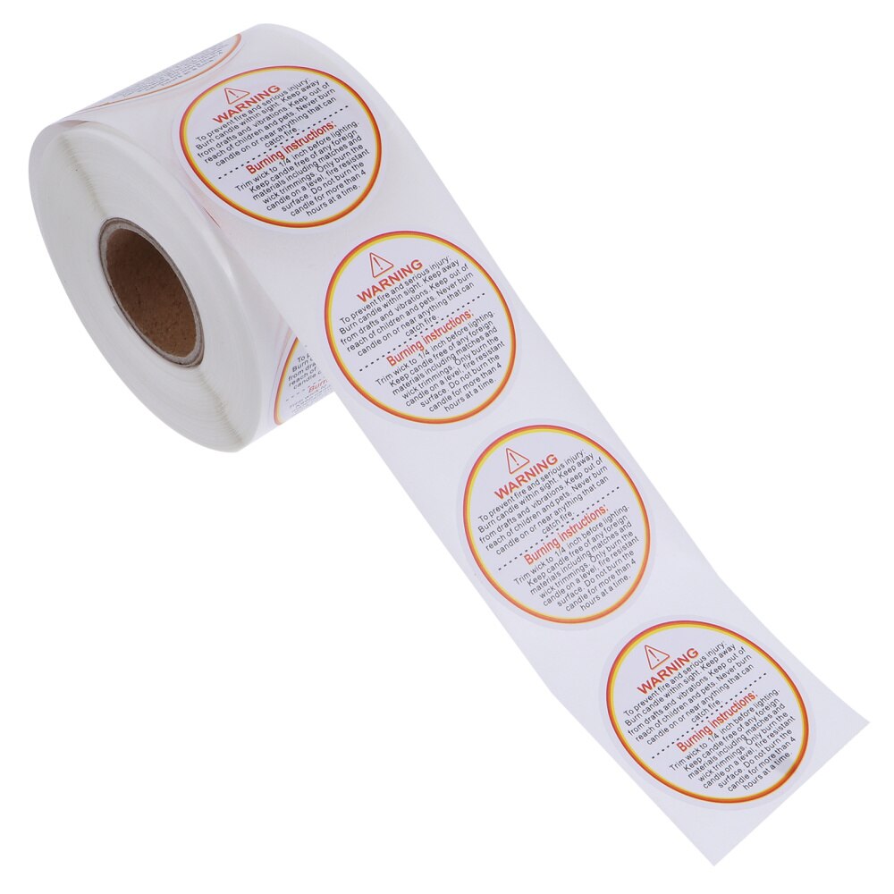 500Pcs Candle Warning Sticker Label Removable Safety Decals for Candle Jar