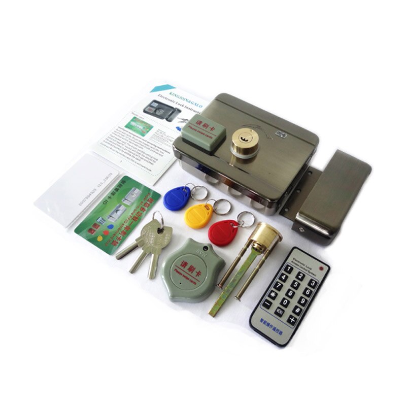 Smart remote control ID Card tag Door gate lock castle Access Control Electronic integrated RFID Rim lock double RFID reader