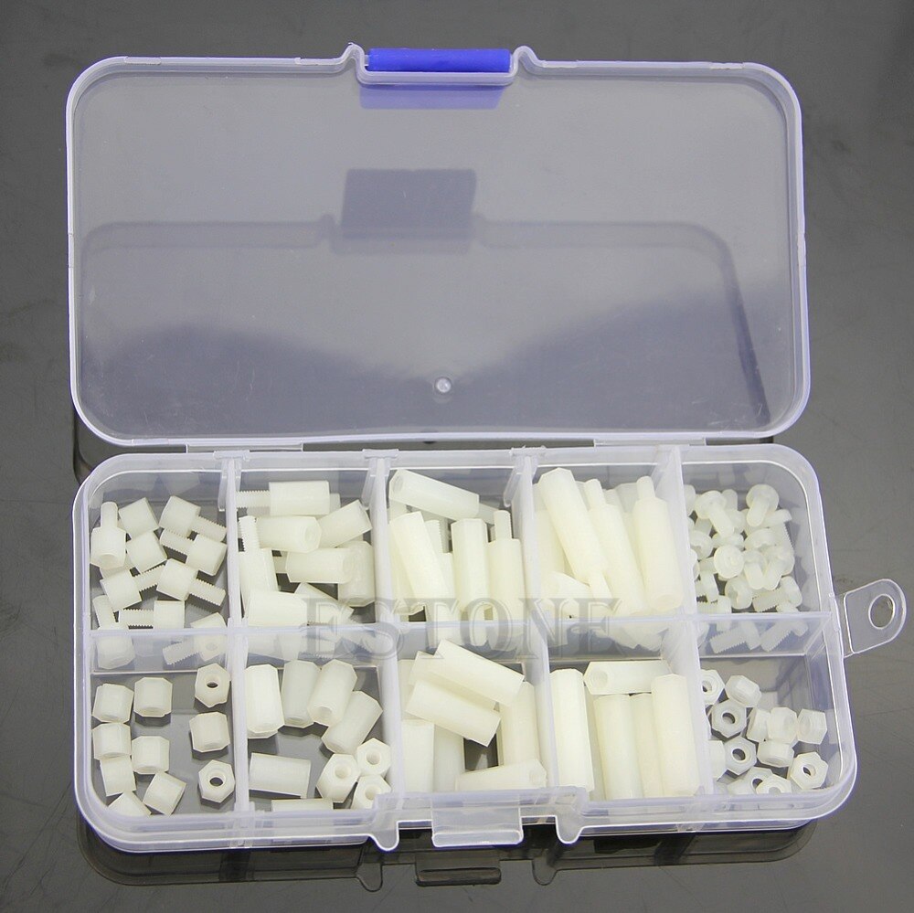 M3 Nylon Hex Spacers Screw Nut Assortment Kit Stand off Plastic Accessories Set-Y103