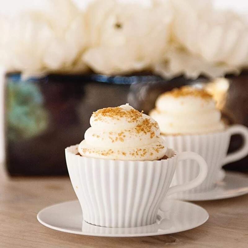 Spot siliconen bakvorm theekopjes met schoteltjes cupcakevorm theeservies herbruikbare cupcakevormen beste prijs