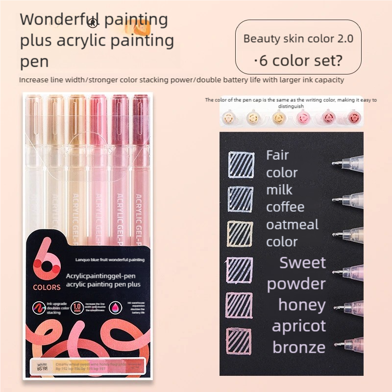 LANGUO-rotuladores resaltadores de 6 colores, marcadores artísticos de pintura acrílica no tóxicos de secado rápido para estudiantes, suministros de papelería coreana: Gris claro