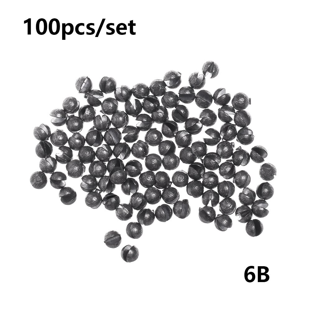 100 stk åbningsmund fiskeri solid cirkulær split shot bly synker krog forbindelse fiske lokke tilbehør: 6b-1.9g